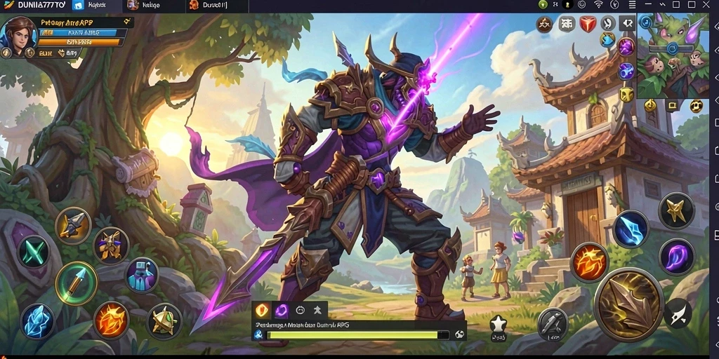 Screenshot DUNIA77 menampilkan aksi pertarungan karakter dalam dunia ARPG.