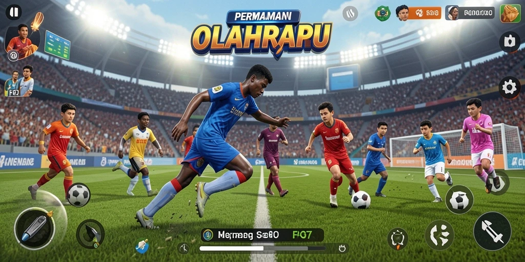 Tampilan gameplay FO8 yang menegangkan saat pertandingan olahraga.
