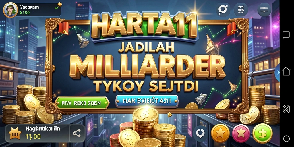 Tampilan gameplay HARTA11 dengan bisnis yang sedang dikelola.