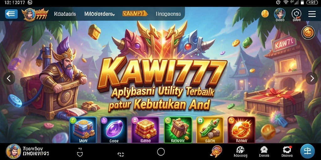 Tampilan utama KAWI777 yang menampilkan berbagai fitur Utility.