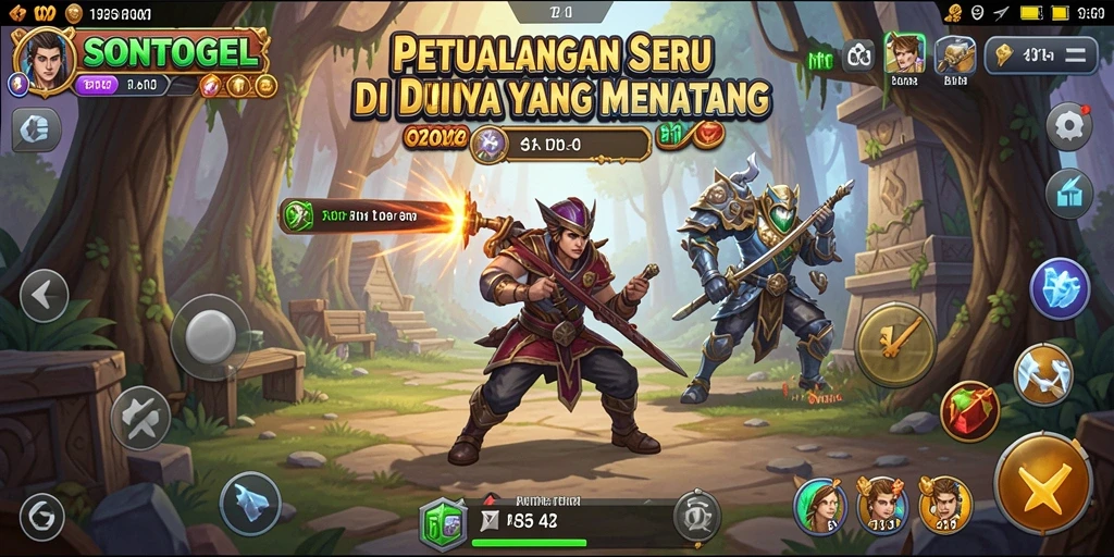 Screenshot gameplay SONTOGEL menunjukkan perjalanan petualangan yang mendebarkan.