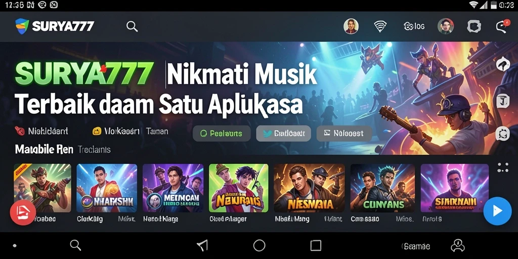 Tangkapan layar gameplay SURYA777 menampilkan antarmuka aplikasi musik yang menarik.