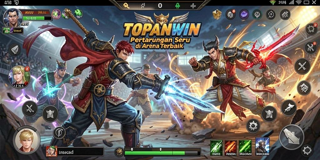 Screenshot gameplay TOPANWIN menampilkan aksi pertarungan yang mendebarkan.